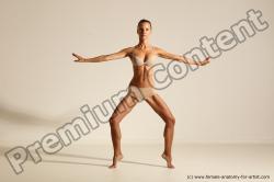 Underwear Gymnastic poses Woman White Moving poses Slim long blond Dynamic poses Academic